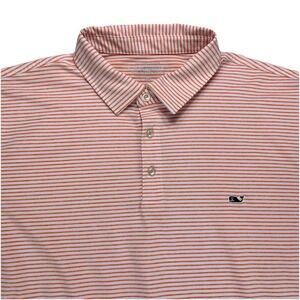 Vineyard Vines On-The-Go Sankaty Golf Polo Shirt Men's XXL Orange Striped‎